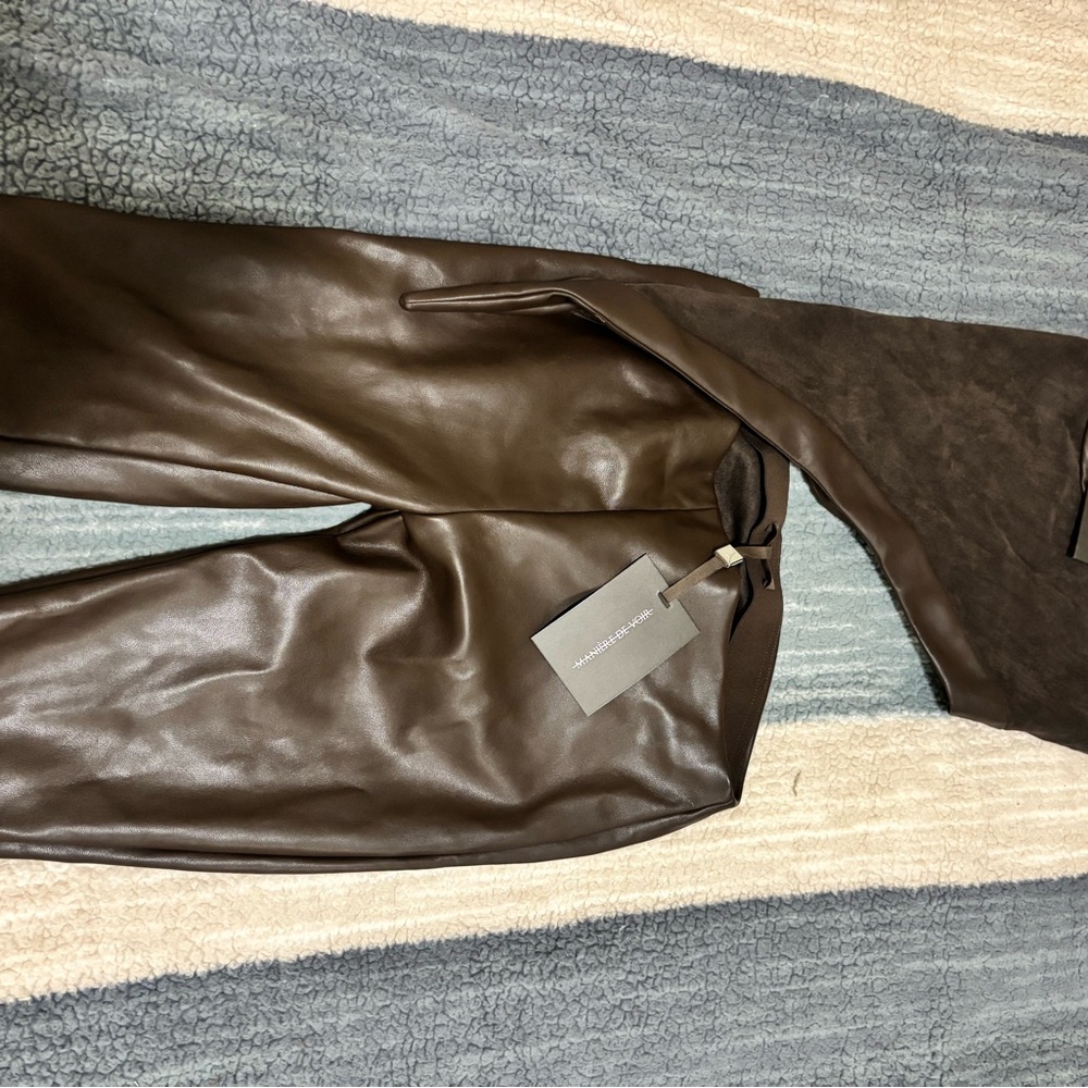 Maniere De Voir Brown Leather Blouse and pants